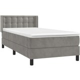 Box spring krevet s madracem svjetlosivi 100x200 cm baršunasti | shoptok.hr