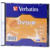  DVD-R, 4.7GB, 16X, sa slim kutija, Verbatim | Eponuda.com