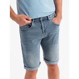 Ombre Men's denim shorts with rolled up leg - light blue | shoptok.hr