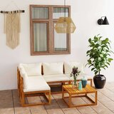  3057657 5 Piece Garden Lounge Set with Cushion Cream Solid Acacia Wood (311857+311859+311863) | shoptok.hr