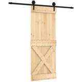  Klizna vrata Prirodna i crna 80 x 210 cm Čvrsta borovina Smeđa 200 x 5.5 x 210 cm | Shoptok.si