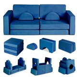 ECO TOYS Sklopiva modularna sofa za djecu, velika, za 2 osobe, DIY, 10 mekanih jastuka - plava Cijene