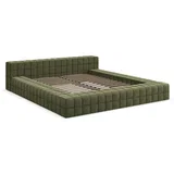 Zelena oblazinjena zakonska postelja z letvenim dnom 160x200 cm Akela –