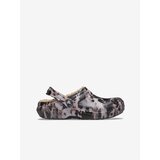 Crocs White-black patterned slippers with artificial fur - unisex | shoptok.hr