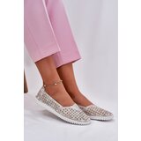 EVENTO Suede perforated women's loafers gold-gray Chulieta | Shoptok.si