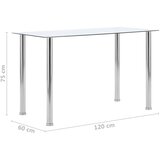  Blagovaonski stol prozirni 120 x 60 x 75 cm od kaljenog stakla | shoptok.hr
