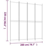 Sobna pregrada s 4 panela bijela 200 x 220 cm od tkanine | shoptok.hr