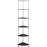 Police sa 6 razina crne 30 x 30 x 160 cm od kaljenog stakla | shoptok.hr