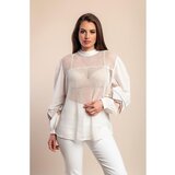 Fenzy Bombažna Mrežasta Bluza, Bela | Shoptok.si