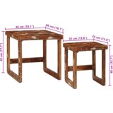  Gnezditvene mize 2 pcs 46 x 46 x 45 cm Trdna obnovljena les, (5000201912) | Shoptok.si