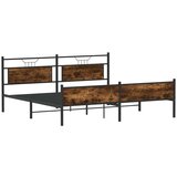 Metalni Kovinski posteljni okvir brez vzmetnice dimljen hrast 200x200cm, (21791130) | Shoptok.si