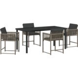 vidaXL Set vrtne blagovaonice od 5 dijelova s jastučićima siva poli ratan | shoptok.hr