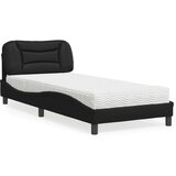 vidaXL Postelja z vzmetnico črna 90x190 cm umetno usnje | Shoptok.si