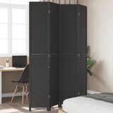  The Living Store Paravan 4-delni črn trden les pavlovnije - Pregrada Za Prostor, (21442913) | Shoptok.si