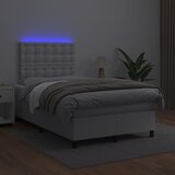 Krevet box spring s madracem LED bijeli 120x200 cm umjetna koža | Eponuda.ba