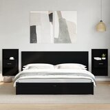 vidaXL Posteljno vzglavje z omaricami črno 200 cm inženirski les | Shoptok.si