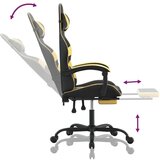  Vrtljiv gaming stol z oporo za noge črno in zlato umetno usnje, (20701223) | Shoptok.si