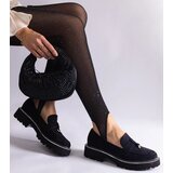 Gemre Black eco-suede moccasins decorated with rhinestones Henley | Shoptok.si