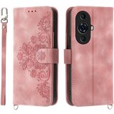 INORCO Ovitek za telefon z vtisnjenimi rožicami za Huawei nova 11 Pro Skin-Touch Phone Shell, PU usnjen ovitek za denarnico s paščkom, proti padcem, (22036378) Cene