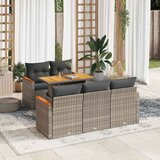 vidaXL 6-dijelni set vrtnih sofa poliratan i bagrem s jastucima sivi Cijene