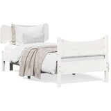 vidaXL Posteljni okvir z vzglavjem bel 75x190 cm trdna borovina Cene