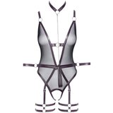 Cottelli Bondage - odprt bodi z zadrževalniki za roke (črna) - XL | Shoptok.si