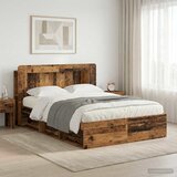  Okvir kreveta s pohranom s uzglavljem Staro drvo 135 x 190 cm | Eponuda.ba