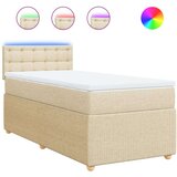 vidaXL Box spring postelja z vzmetnico krem 90x200 cm blago | Shoptok.si