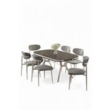 Hanah home Set trpezarijskog stola i stolica (7 delova) Olya Anthracite Chrome Grey | Eponuda.com