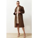 Trendyol brown oversize belted trench coat Cene