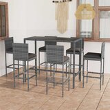  7-dijelni vrtni barski set od poliratana s jastucima sivi Siva 130 cm table length Cijene