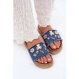 Boto Ladies Slippers With Golden Accents On Platform Navy Rigasta | Shoptok.si