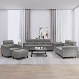 vidaXL 4-dijelni set sofa s jastucima tamnosivi od mikrovlakana | shoptok.hr