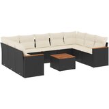  10-dijelni set vrtnih sofa s jastucima crni od poliratana | shoptok.hr