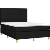  Box spring postelja z vzmetnico LED črna 140x200 cm blago, (20790763) | Shoptok.si