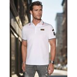 DStreet Koszulka męska polo z naszywkami biała | Shoptok.si