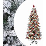  Umjetno božićno drvce s kuglicom 120 cm 150 LED lampica - Zelena i bijela 120 cm s LED-ima i crvenim lopticama | shoptok.hr
