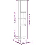 vidaXL Kopalniška omarica dimljeni hrast 30x30x190 cm inženirski les | Shoptok.si