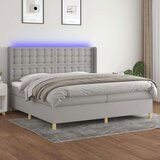  Krevet box spring s madracem LED svjetlosivi 200x200 cm tkanina | shoptok.hr