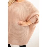 Kesi Włoski Women's Plus Size Sweater with mohair poncho powder pink | Shoptok.si