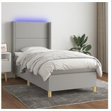  Krevet box spring s madracem LED svjetlosivi 90x200 cm tkanina | shoptok.hr