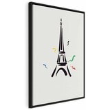 Slika - Black Graphic Drawing of the Eiffel Tower on a Cream Background 40x60 U crnom drvenom okviru | shoptok.hr