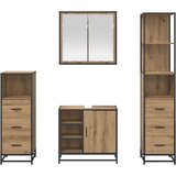 vidaXL Komplet pohištva za kopalnico s predalom 4 pcs artisan hrast | Shoptok.si