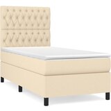 Krevet s oprugama i madracem krem 90 x 190 cm od tkanine | shoptok.hr