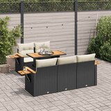  6-dijelni set vrtnih sofa s jastucima crni od poliratana bagrem | shoptok.hr