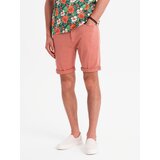 Ombre Men's denim classic shorts with rolled up leg - coral | shoptok.hr