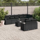  9-dijelni set vrtnih sofa s jastucima crni od poliratana | shoptok.hr