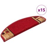 vidaXL Samolepilne preproge za stopnice 15 kosov rdeče 65x21x4 cm, (20753590) | Shoptok.si