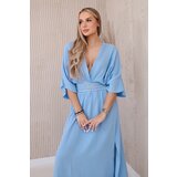 Kesi Włoski Muslin dress with embroidery at the waist Blue | shoptok.hr