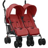  Otroški voziček za dvojčke rdeč jeklen | Shoptok.si